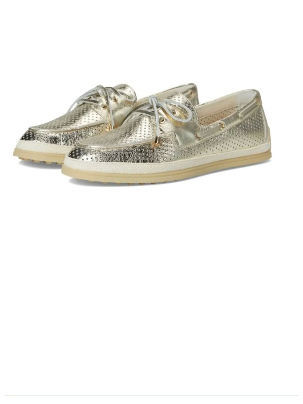 NEW Dolce Vita Doris Boat Shoe (Women) 8.5M, PLATINUM PERFORATED LEATHER